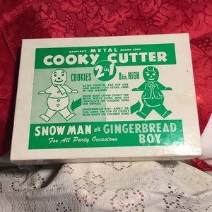 🎄Vintage Metal 8" Snow Man/Gingerbread Boy Cooky Cutter Cookie Large wBox